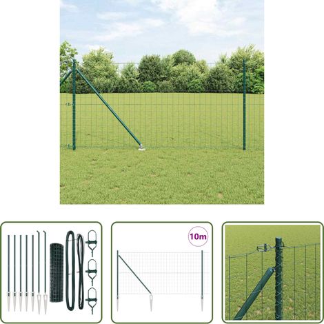 Terrassenzaun - Zaun mit Pfosten Grün 1 x 10 m Stahl und PVC (1/5)
