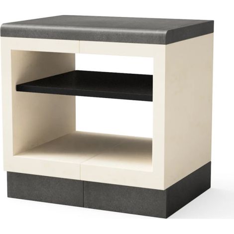 Kitaway Module de banc de barbecue encastrable 84×63×85 cm  Base blanche/noire pour barbecue de jardin extérieur (1/5)