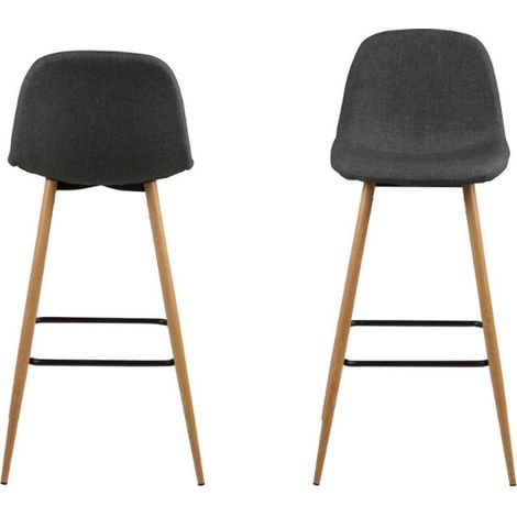 Tabouret de bar Wilhelm - gris foncé/chêne (1/3)