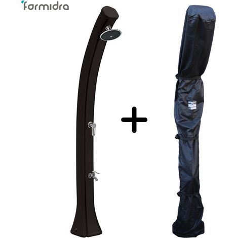 Formidra – Douche solaire Happy 4x4 anthracite 44L – Pommeau orientable effet pluie – Base élargie pour stabilité – Mitigeur précis