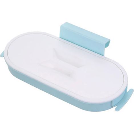 (Bleu) Porte-sacs poubelle suspendu portable en plastique, crochet pour sac, support pour éponge à récurer, étagère sèche, organisateur de cuisine (1/5)