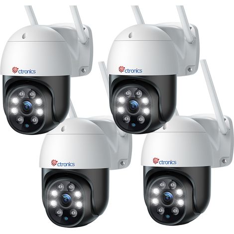 Ctronics Lot de 4 Caméra Surveillance 5MP WiFi Extérieure 2,4Ghz/5Ghz WiFi PTZ Camera 380C Pro Détection Humaine Auto Suivi Portée 30M (1/5)