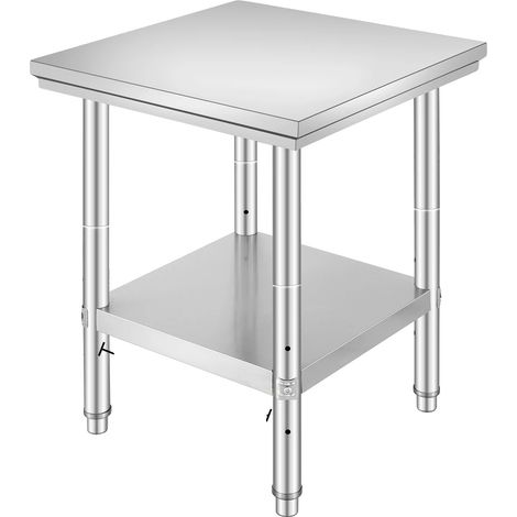 Table de travail de cuisine, étagère inférieure réglable, structure stable, 24x24x32inch (1/2)