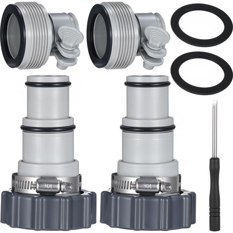 Adaptateur de tuyau de piscine, set de 4 pièces avec joints, 32-38mm, pour pompes Intex