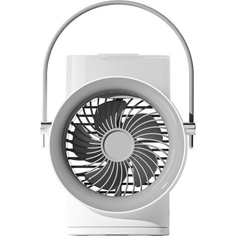 Ventilateur portatif de brumisation Ventilateur oscillant portable rechargeable par USB Humidificateur à 3 vitesses de vent Ventilateur de veilleuse d'aromathérapie avec batterie intégrée Blanc
