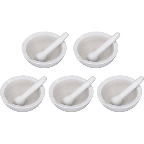 5 Set Ceramic Mortar Pestle Chemical Heat Resistant Scientific Laboratory Supplies 100mL