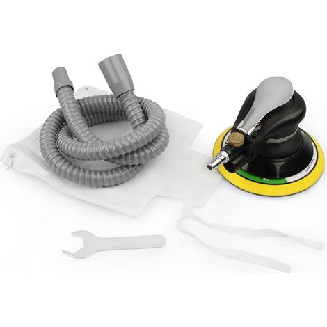 Lijadora orbital neumática aleatoria de 6 pulgadas de alta resistencia con manguera y bolsa, para pulir, lijar y desbastar automóviles, metales y madera. (1/5)
