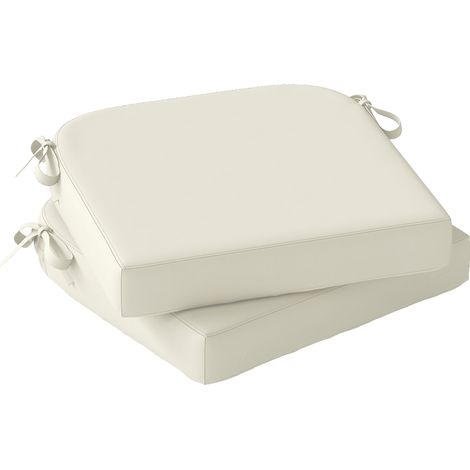 Outsunny Outdoor Chair Seat Cushions Set of 2, Garden Chair Cushions, Cream