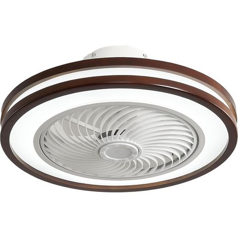 Ventilateur de plafond en bois avec éclairage, 6 vitesses, silencieux, minuterie, 2H, moteurs CC réversibles (1/5)