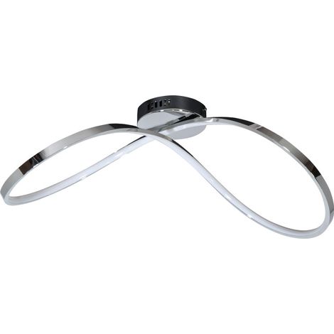 Plafoniera in metallo e alluminio Cromo Lucido LED Integrato 70x29 h22 cm (1/2)