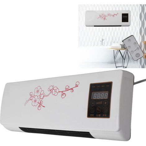 Chauffage d'espace polyvalent, prise EU 220V, chauffage mural portable à faible bruit avec télécommande pour salle de bain et chambre