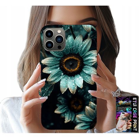 Coque pour iPhone 11 Pro Max - Fleur de gerbera bleue + Feuille métallisée (1/5)