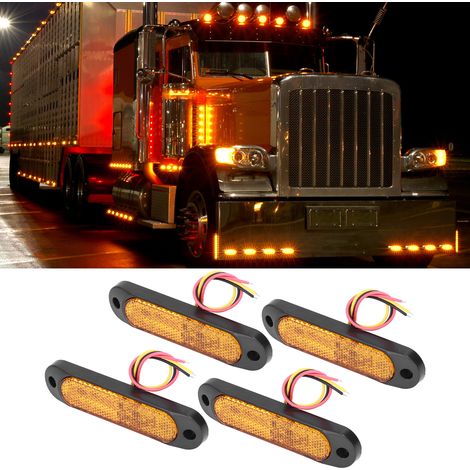 Feux latéraux à réflecteur LED pour camping-car, 27 LED MK-201 (vendus par lot de 4) (emballage sous film à bulles), jaunes (1/5)