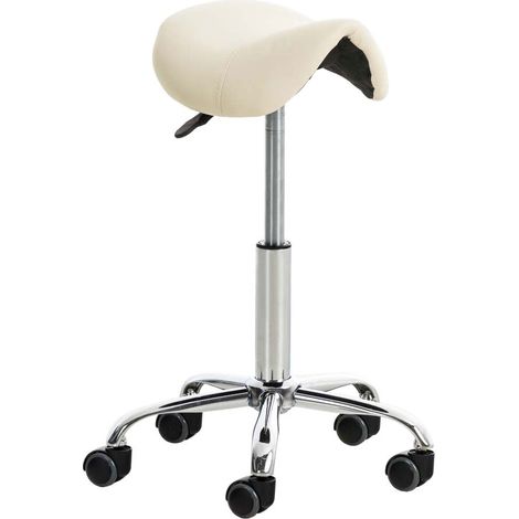 Tabouret de travail avec roulette en synthétique crème TABO10011 (1/4)