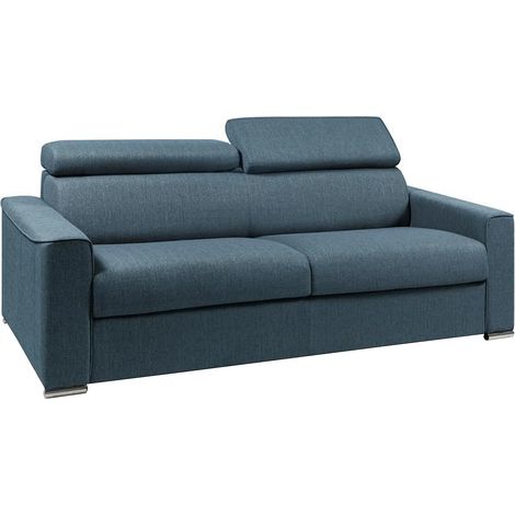 Divano letto 4 posti express in tessuto blu con seduta memory foam Letto 160 cm Materasso memory foam 14 cm - VIZIR (1/3)