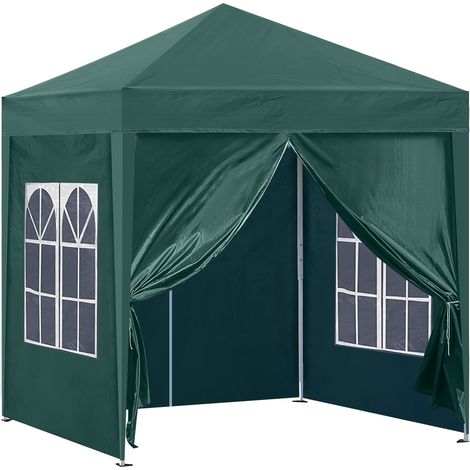 Tonnelle de jardin 2 x 2 m avec 4 panneaux latéraux amovibles, anti-UV, sac de transport, tente pop-up portable, tonnelle pour extérieur, jardin, événement, vert (1/5)
