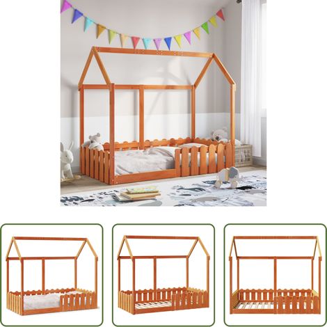 vidaXL Kieferbett - Kinderbett Hausbett Wachsbraun 80x160 cm Massivholz Kiefer (1/5)