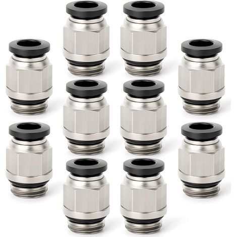 10 raccordi pneumatici diritti da 4 mm, filettatura 1/4 BSP, per tubi flessibili per aria compressa (1/5)