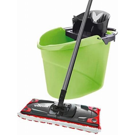 Vileda Ultramat 2in1 Scopa Verde con Secchio Power Presse (1/5)