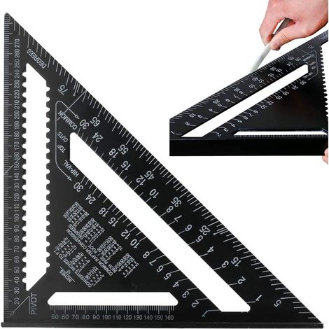 Escuadra triangular, aleación de aluminio, regla de biselado, transportador de ángulos, trabajos de construcción (1/5)