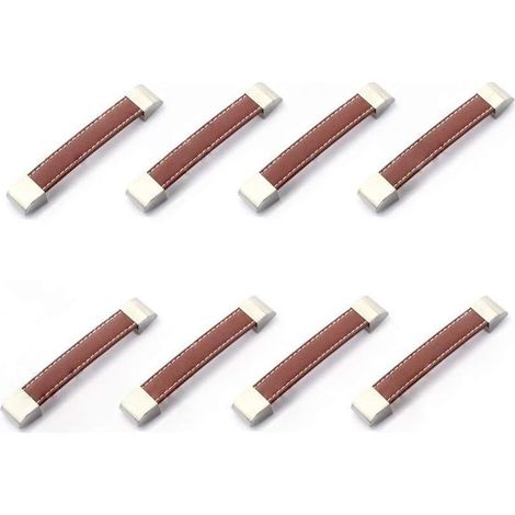 Tiradores para muebles - Juego de 8 tiradores de metal y cuero para cajones o armarios - A-RAPANDA (1/5)
