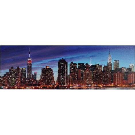 Cuadro LED sobre lienzo cuadro mural iluminado temporizador certificado FSC 120x40cm Nueva York 040003567