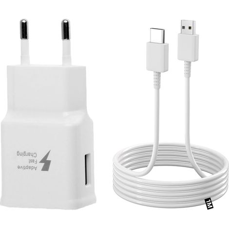 18W Chargeur Rapide pour Samsung Galaxy + 1 M Cable USB-C, Compatible avec S8 S9 S10 S20 S21 S22 S23 Ultra A54 A52S A53 A34 A33 A20E A14 A13 M54 M53 - Chargeur Rapide de Rechange d'origine
