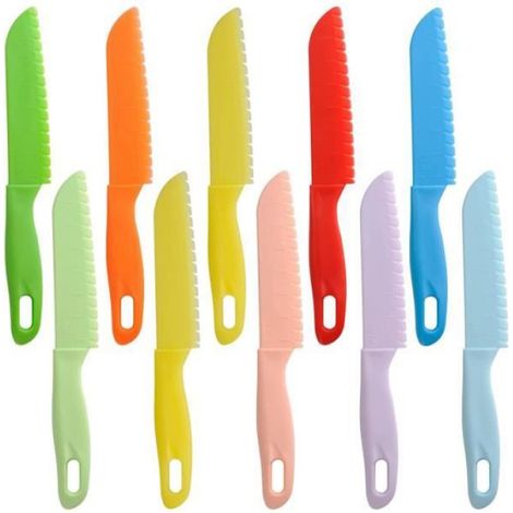 Couteau Enfants - Nylon Alimentaire - Pour Fruits Laitue Salade - 10 Pièces - 21,6 x 2,8 cm - Sans BPA (1/4)