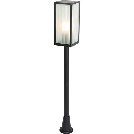 Outdoor Floor Lamp Black with Ribbed Glass 100 cm IP44 - Charlois Ribbed