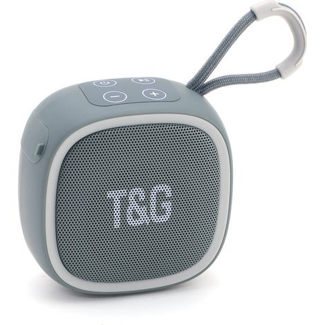 TG659 MINI Enceinte Bluetooth sans fil portable avec caisson de basses, audio stéréo pour le sport en extérieur, compatible carte TF et radio FM pour voiture - Gris (1/2)