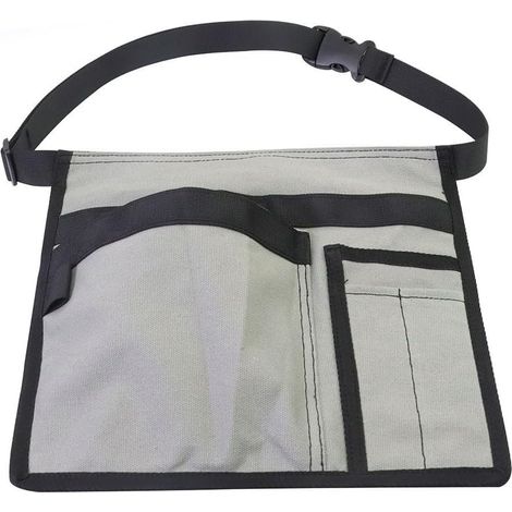 Tool Belt Pouch, 12OZ Multifunctional Canvas Waist Apron Tool Pocket Bags with Adjustable Belt Clip for Workshop Storage/Wood Working Tools/Screwdriver Pouch/Garden - Grey (1/5)