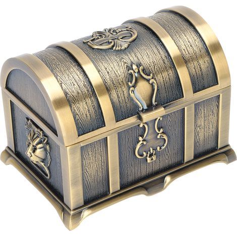 Boîte de Rangement Vintage Rectangulaire en Métal pour Bijoux - Écrin à Colliers et Boucles d'Oreilles pour Femmes et Filles (1/5)
