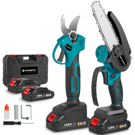Gartenset-30mm Elektroschere + 6-Zoll Akku-Kettensägen -Set mit 2 Batterien (1/5)