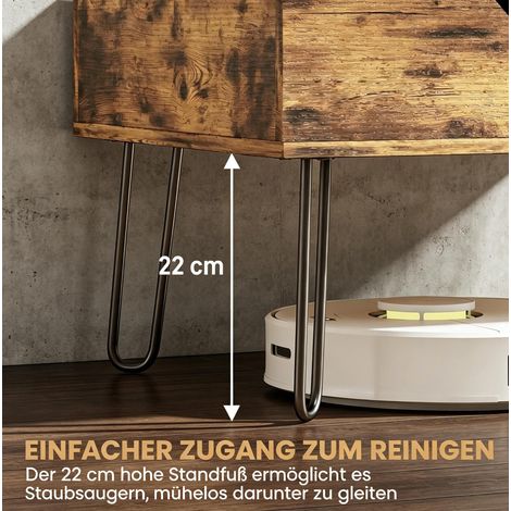 Table basse rectangulaire en MDF avec grand compartiment caché et plateau ajustable en hauteur 95x50 cm, couleur bois rustique (1/5)
