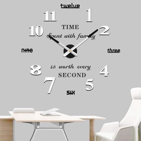 Pendule Murale 3D Géante au Design Moderne Horloge Murale pour La Chambre Cuisine Bureau Hôtel Cadeau (1/5)