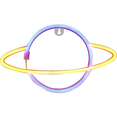 Lumière néon LED planète USB ou piles, lampe flash décorative pour chambre, salon, mur, fête (1/5)