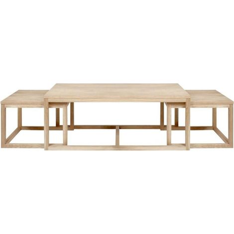Conjunto mesa de centro Norsica 130 , 50x60x120cm, Diámetro: 0, Chapa de madera natural, Angular