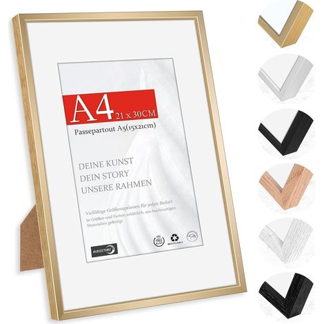 Bilderrahmen DIN A4 Aluminium Alu Champagner Gold A4(21x29,7cm) 1x (1/5)