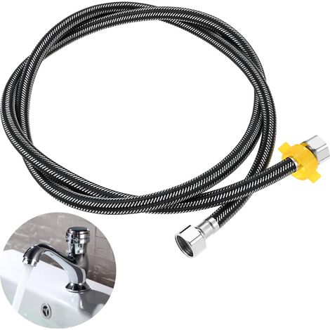 1 raccord de tuyau flexible, en acier inoxydable G1/2" x G1/2", tuyau blindé, tuyau flexible pour douche, mitigeur (150 cm) (1/5)