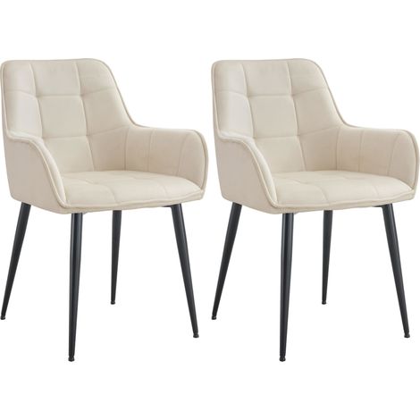 2er Set Esszimmerstuhl Ferndale Samt creme