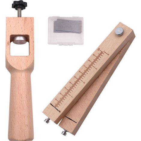 Outils De Coupe En Cuir, Sangle De Bande En Cuir à La Main En Bois Outil De Coupe Réglable Outils De Bricolage Cutter Avec 5 Lames (1/4)
