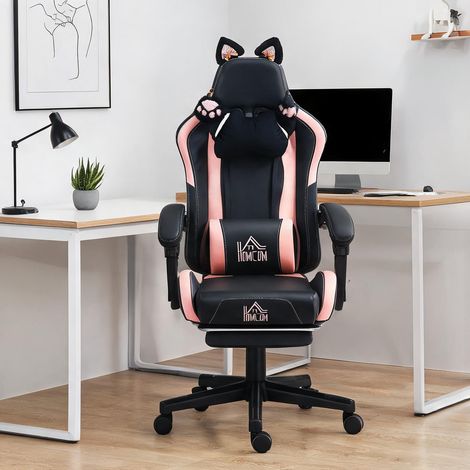 Chaise de bureau negro en plástico 65 x 62 x 124 cm (1/5)