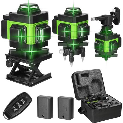 Niveau laser 4x360° autonivelant, 16 lignes en croix pour la construction et l'accrochage de tableaux, laser de classe II (vert) (1/5)