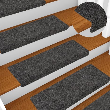 Maison Chic – Lot de 15 tapis d'escalier antidérapants en tissu aiguilleté 65x25 cm gris – Installation facile avec points adhésifs – Confort et sécurité (1/5)
