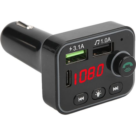Transmetteur FM Bluetooth 5.0, lecteur MP3, chargeur de téléphone avec détection de tension batterie et lumière d'ambiance colorée. (1/5)