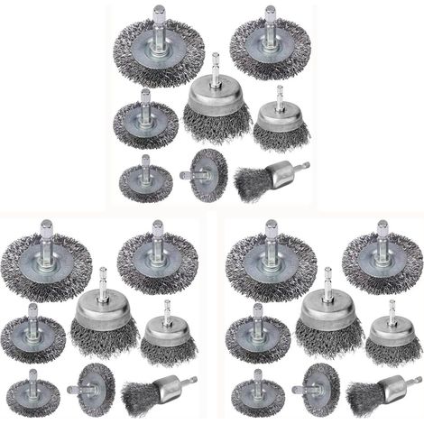 Lot de 24 Brosses MéTalliques à Brosse MéTallique 1/4 Pouces à Tige Hexagonale en D'Acier au Serti Grossier pour L'ÉLimination de la Rouille (1/5)
