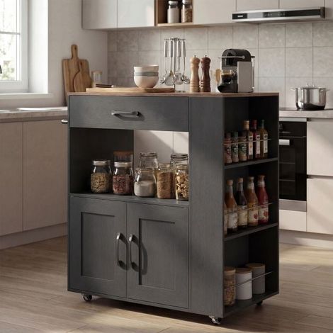Rolling Kitchen Island Cart With Storage, Locking Wheels (1/5)