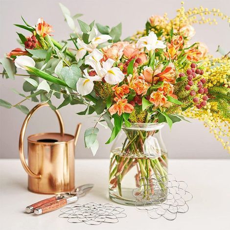 Flower arrangement holder, reusable stainless steel floral frogs for vase, bouquet organizer, home decor arrangement tool (1/4)