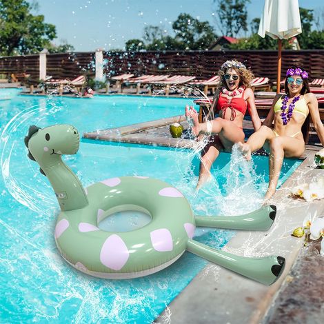 Bouée gonflable en forme de dinosaure, taille adulte, idéale pour les photos de vacances et les jeux d'eau. (1/5)