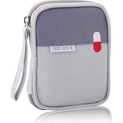 Trousse de premiers secours de voyage Gris, Portable & Étanche, Double couche avec compartiments